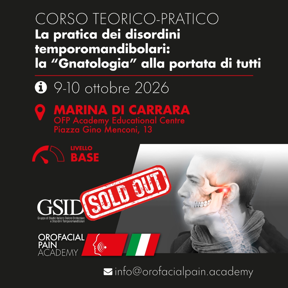 Presentazione del Corso
Da sempre, la “gnatologia” è considerata una materia che rappresenta uno spauracchio professionale. A causa di vecchi dogmi ed inutili complicazioni incentrate sul perfezionismo occlusale, molti colleghi hanno finito per allontanarsi dalla pratica clinica del cosiddetto paziente disfunzionale, ritenendo difficile integrare complessi percorsi diagnostico-terapeutici nella propria quotidianità. In realtà, la materia è affascinante e la gestione dei pazienti molto più semplice di quanto si riteneva in passato.
Questo corso organizzato dal GSID/Orofacial Pain Academy fornirà le basi per un approccio biopsicosociale ai disordini temporomandibolari (TMD) e al dolore, mettendo il paziente al centro dell’attenzione. Le patologie dell’articolazione temporomandibolare (ATM) e dei muscoli masticatori rappresentano la componente muscoloscheletrica del dolore facciale. L’inquadramento diagnostico e la gestione terapeutica devono seguire semplici linee di azione mediate dalla medicina ortopedica: controllo del dolore, riposo e rieducazione comportamentale. In quest’ottica, le vecchie credenze gnatologiche rappresentano semplicemente un retaggio del passato, oggi chiaramente oggetto di business senza fondamento biologico.
L’odontoiatra che vuole approcciarsi ai pazienti disfunzionali deve basarsi su un concetto fondamentale: in assenza di malattie primarie o sistemiche, i disordini temporomandibolari sono espressione di un sovraccarico muscoloscheletrico legato alla protratta azione muscolare da serramento. Infatti, i pazienti spesso sono semplicemente individui che hanno nei muscoli del volto l’organo bersaglio del proprio stato psicologico e della propria personalità…i muscoli si stancano, le articolazioni si usurano, ed i derivanti sintomi spaventano. Per offrire un trattamento adeguato, è dunque fondamentale adottare un modello biopsicosociale.
Questo corso getterà le basi per apprendere un approccio incentrato sul paziente ed ha una caratteristica unica: SI VEDONO VERI PAZIENTI, IN STUDIO CLINICO, SENZA FILTRI. Vi aspettiamo per presentarvi le linee guida internazionali in materia e per vivere la pratica “vera”: veri pazienti, vere storie, vere terapie!



PER INFORMAZIONI SCRIVI A: info@orofacialpain.academy